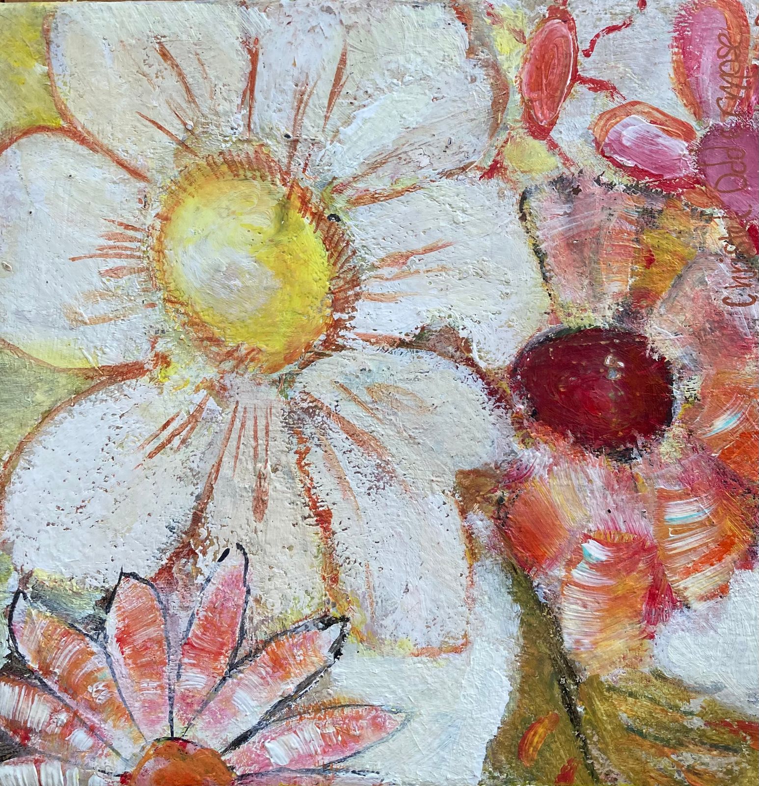 En rå og mindre sart blomst, motiv: blomster