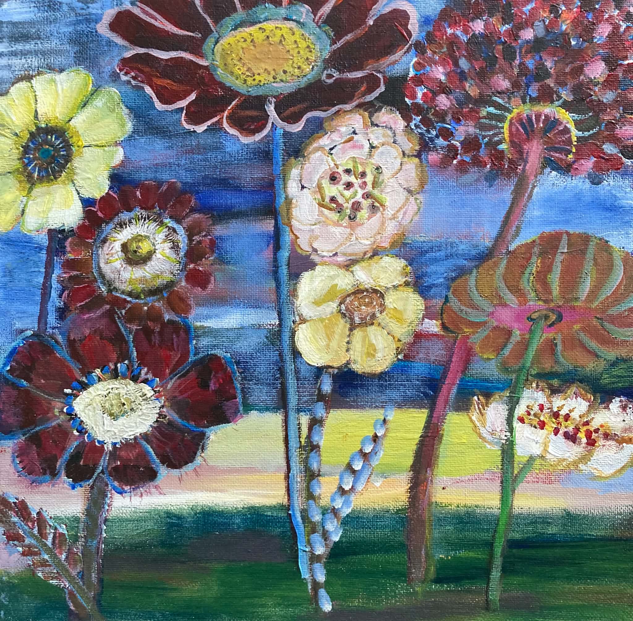Haven i juli, motiv: blomster